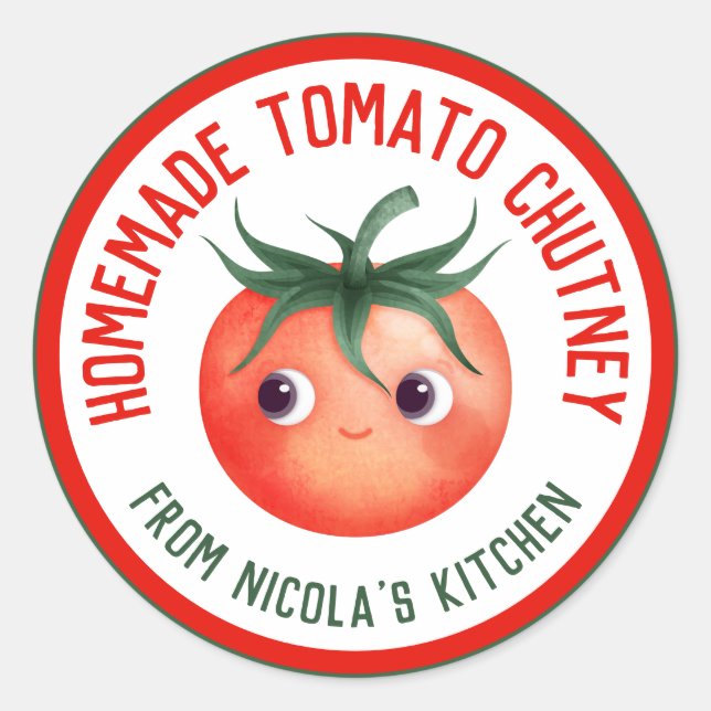 Homemade Tomato Chutney with your own recipe Classic Round Sticker (Front)