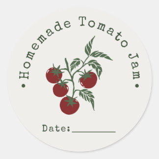 Homemade Tomato Jam Canning Date Crimson Classic Round Sticker