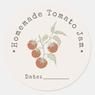 Homemade Tomato Jam Canning Date Dusty Rust Classic Round Sticker