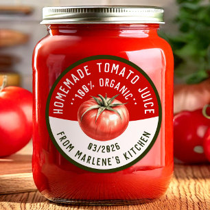 Homemade tomato juice with two colours classic round sticker
