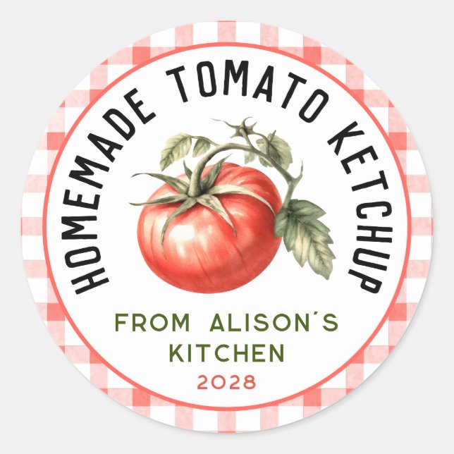 Homemade Tomato Ketchup label watercolour tomato (Front)
