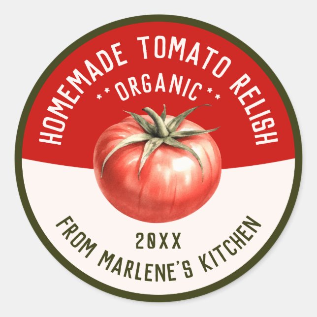 Homemade Tomato Relish for your Kitchen Recipe Classic Round Sticker (Front)