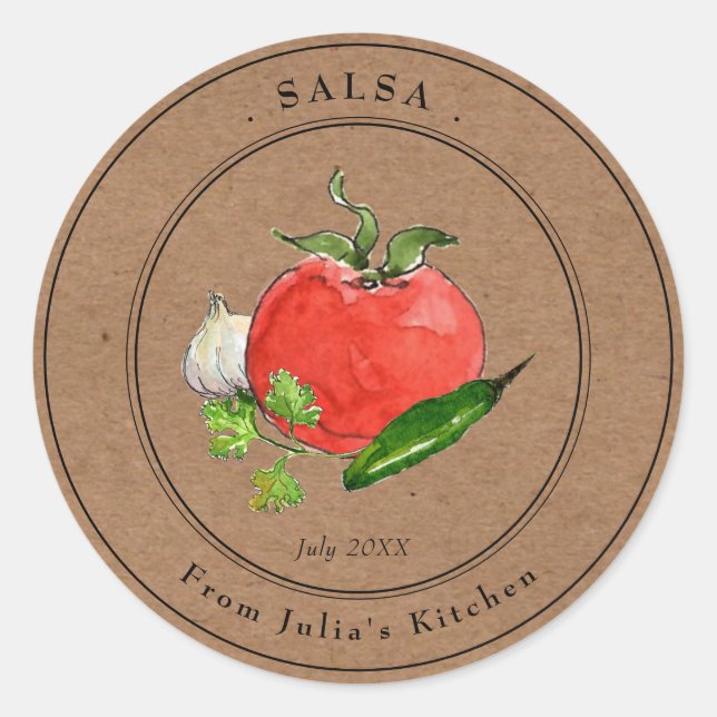 Homemade Tomato Salsa Kraft paper Jar label (Front)