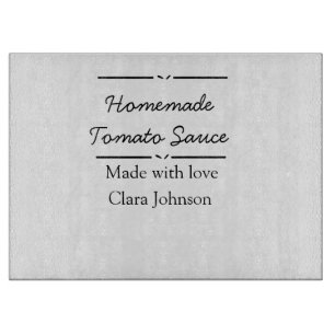 Homemade tomato sauce made with love add name text cutting board