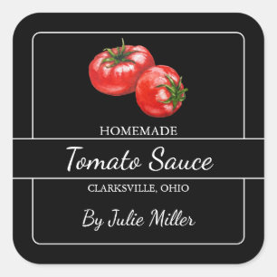 Homemade Tomato Sauce Square Label Black