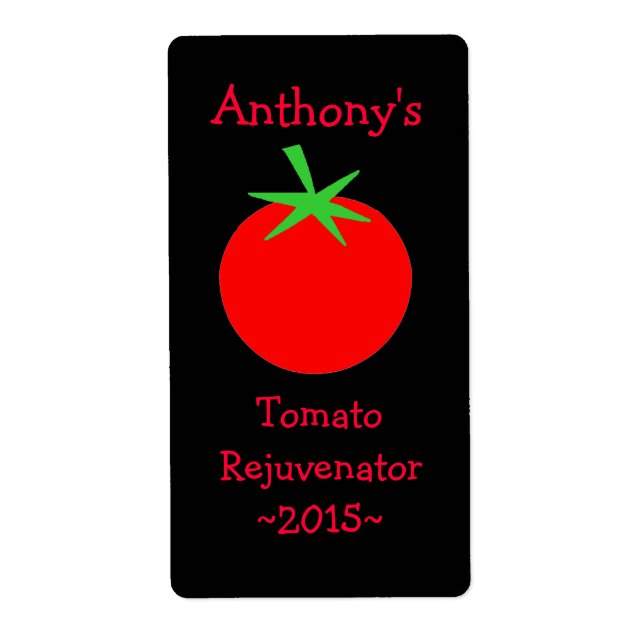 Homemade Tomato Wine Bottle Labels with Name (Front)