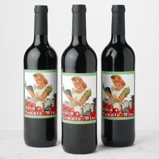 Homemade Tomato Wine Retro Cool Busy Lady kitchen Wine Label