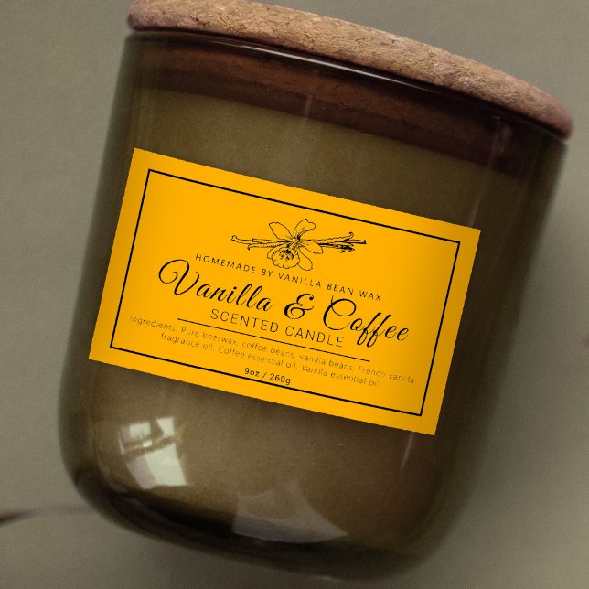 Homemade vanilla amber black ingredients candle rectangular sticker (Creator Uploaded)
