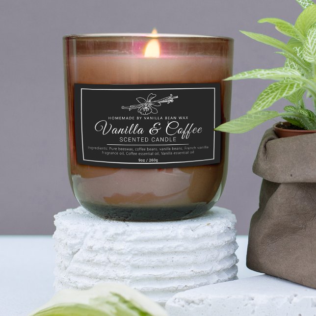 Homemade vanilla coffee candle mono ingredients rectangular sticker (Creator Uploaded)