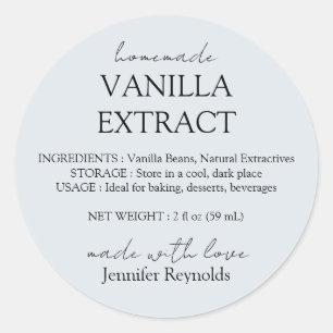 Homemade Vanilla Extract blue grey Instructions Classic Round Sticker