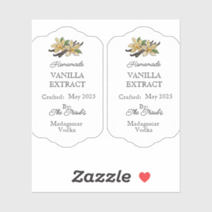 Homemade Vanilla Extract Label Vinyl Sticker