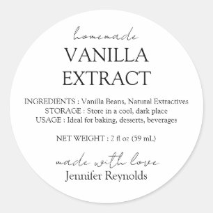 Homemade Vanilla Extract Labels with Instructions