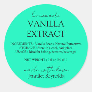 Homemade Vanilla Extract neon green Instructions Classic Round Sticker
