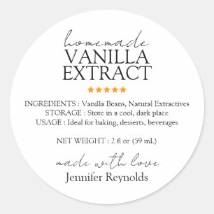 Homemade Vanilla Extract with Instructions Classic Round Sticker