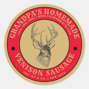 Homemade Venison Sausage Template Classic Round Sticker
