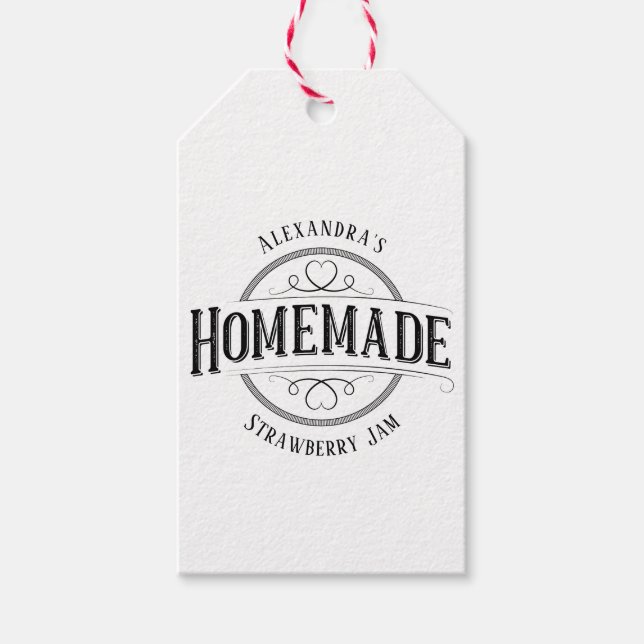 Homemade Vintage Personalised Label Gift Tags (Front)
