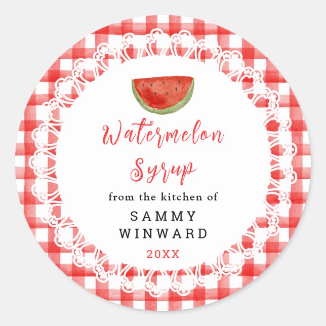 Homemade Watermelon Syrup Label (Front)