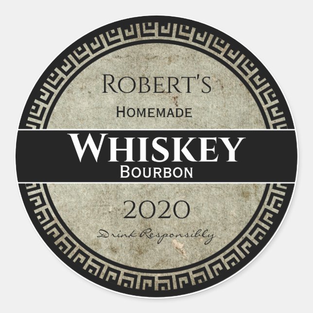Homemade Whiskey Personalised Round Classic Round Sticker (Front)