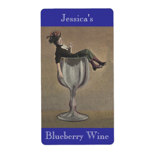 Homemade Wine Antique Fun Lady Labels Personalise (Front)