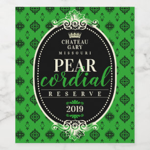 Homemade wine damask ornate wedding personalised label