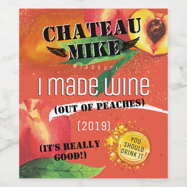 Homemade wine messy paint gold personalised label (Single Label)