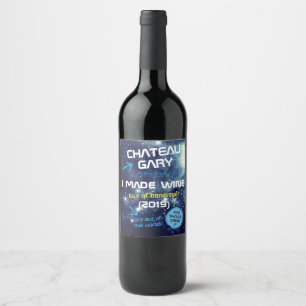 Homemade wine personalised label space universe