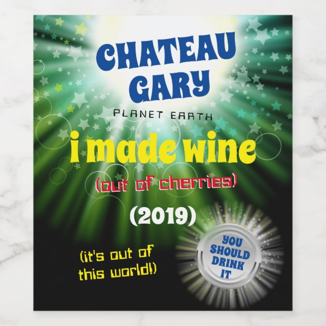 Homemade wine personalised label space universe (Single Label)