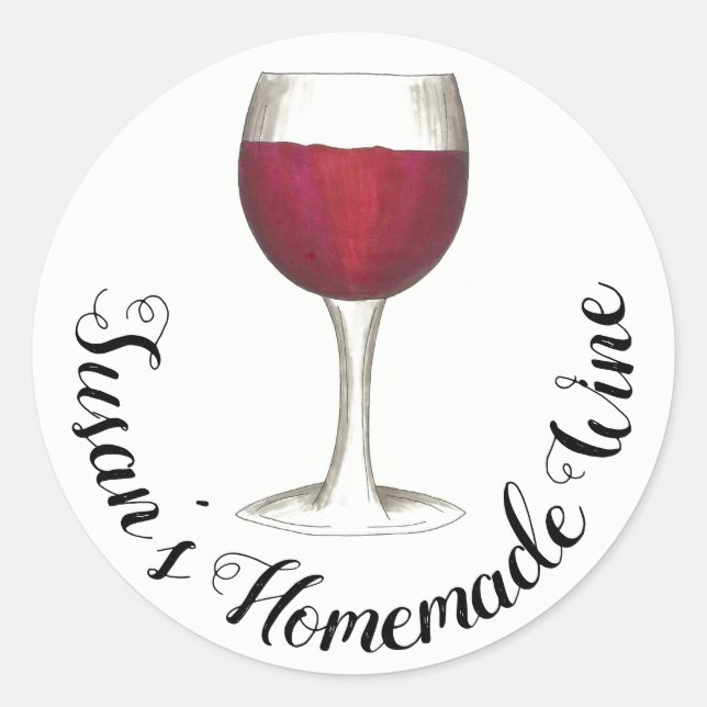 Homemade Wine Personalised Red Wine Glass Classic Round Sticker (Front)