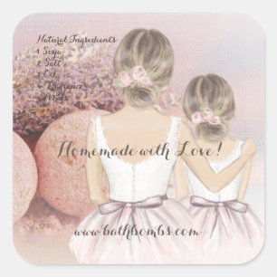 Homemade with Love Bath Bombs  Square Sticker
