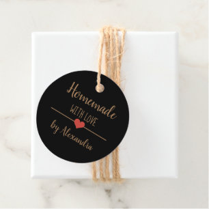 Homemade with love black and gold script favour ta tags