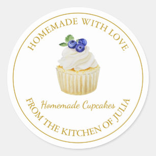 Homemade with love Blueberry Cupcake Label   White