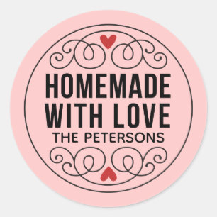Homemade With Love Blush Pink Classic Round Sticke Classic Round Sticker