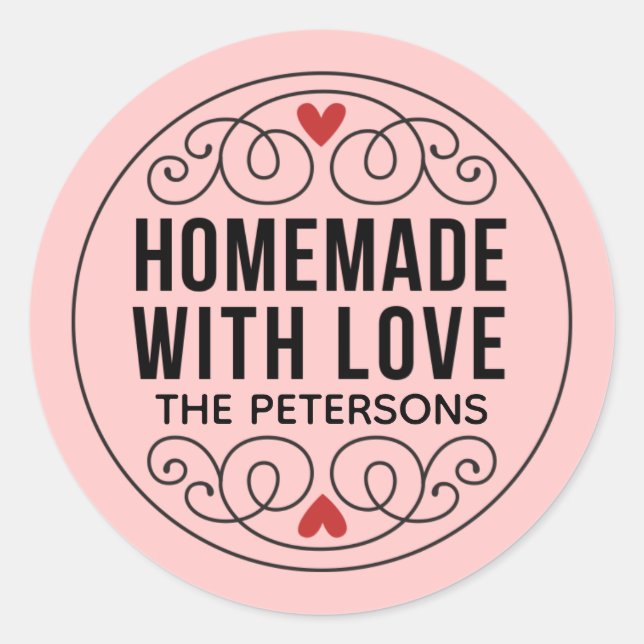 Homemade With Love Blush Pink Classic Round Sticke Classic Round Sticker (Front)