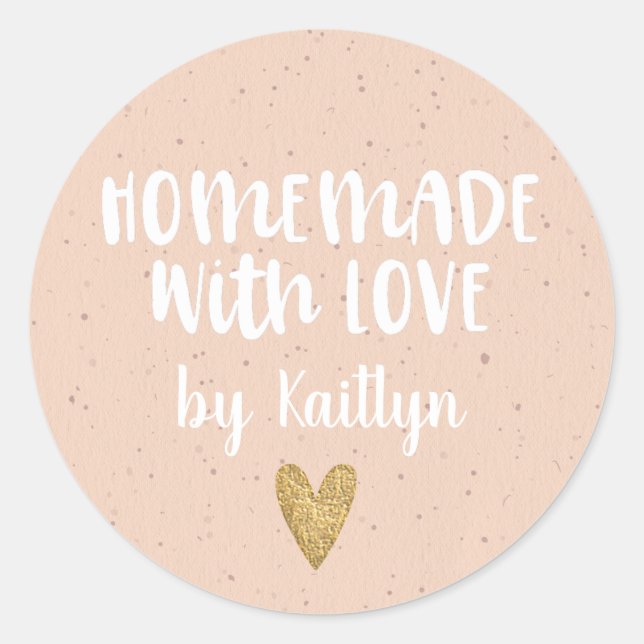 Homemade With Love Blush Pink Classic Round Sticker (Front)
