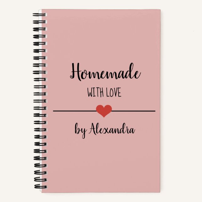 Homemade with love blush pink recipe Notebook (Front)