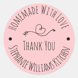 Homemade with Love   Blush PinkThank You Classic Round Sticker
