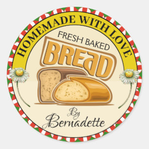 Homemade With Love Bread Classic Round Sticker