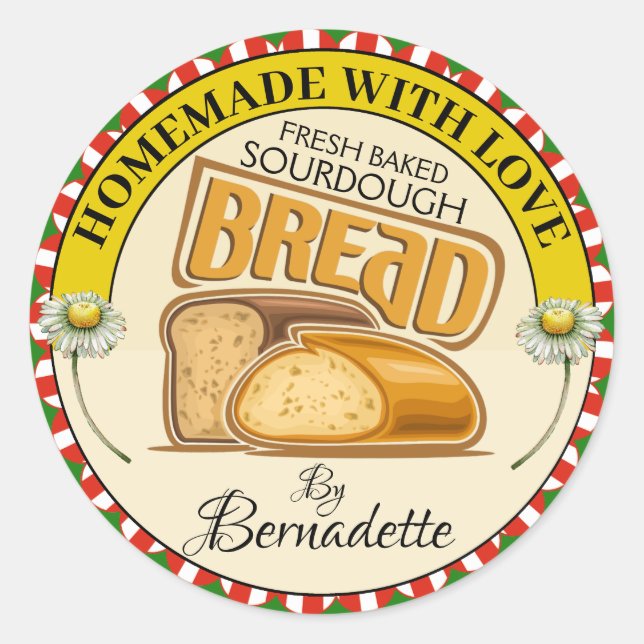 Homemade With Love Bread Classic Round Sticker (Front)