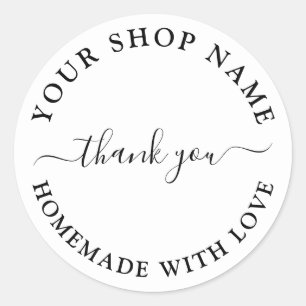 Homemade With Love – Business Modern Thank You Classic Round Sticker