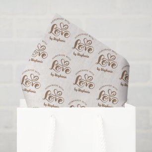 Homemade with Love by Name Script Brown Tissue Paper