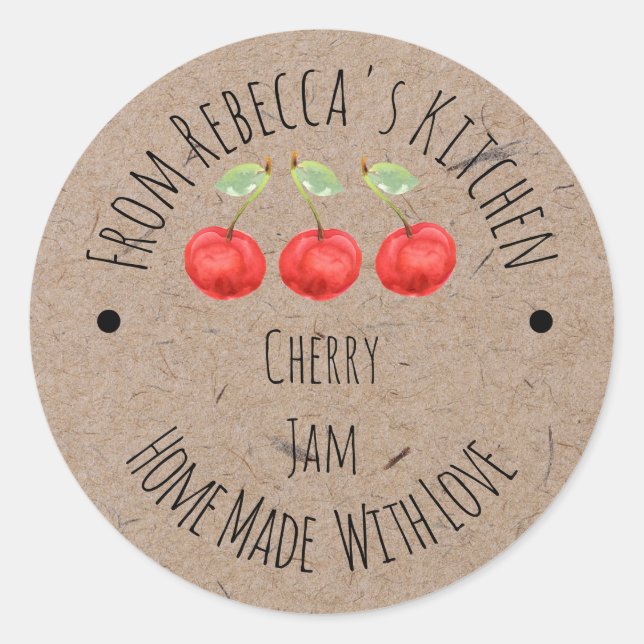 Homemade with love Cherry Jam Label (Front)
