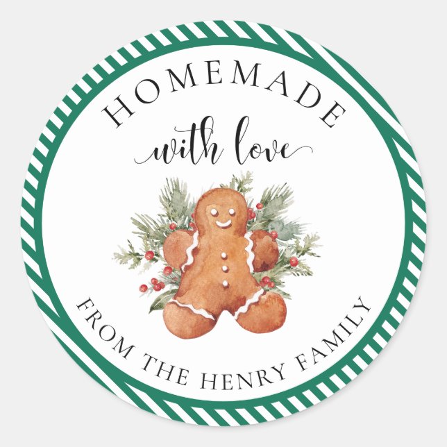 Homemade With Love Christmas Gift Tag Stickers (Front)