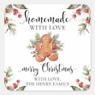 Homemade With Love Christmas Gift Tag Stickers