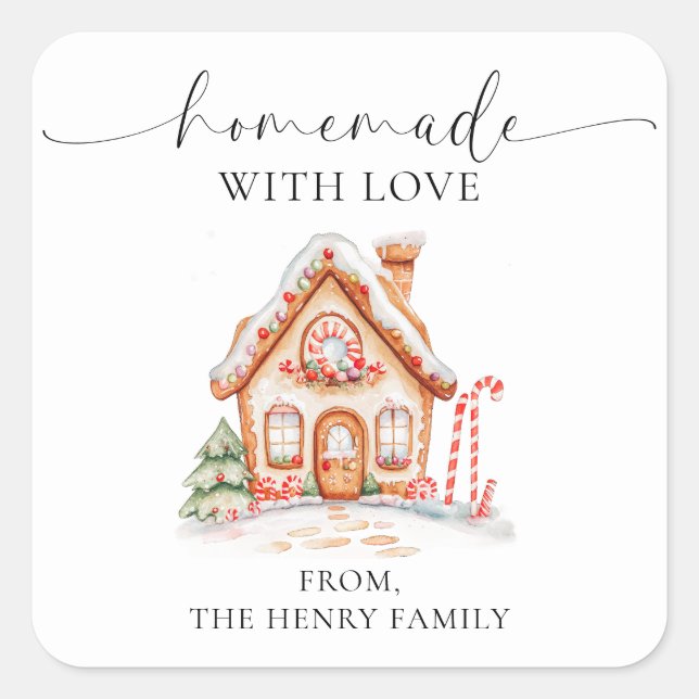 Homemade With Love Christmas Gift Tag Stickers (Front)