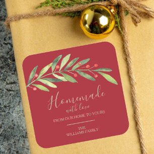Homemade with Love Christmas Square Sticker