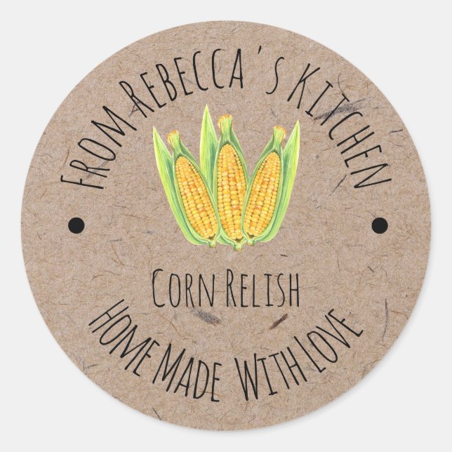 Homemade with love Corn Relish Classic Round Sticker (Front)