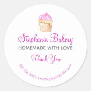 Homemade with Love  Cup Cake Bakery  Thank you Classic Round Sticker