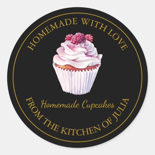 Homemade with love Cupcake Label | Black (Front)