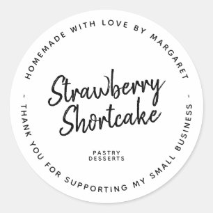 Homemade With Love Dessert White Classic Round Sticker