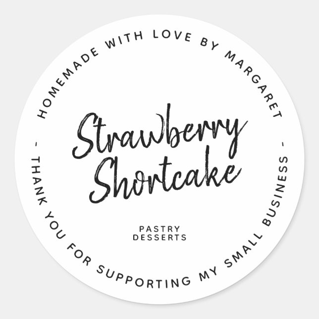 Homemade With Love Dessert White Classic Round Sticker (Front)